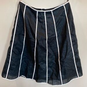 Anne Carson 100% Linen Black White Striped Skirt Lined A-Line Womens 6 Bohemian